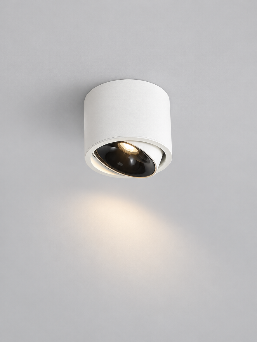 Surface Mount LED Spotlight, product photo on a light grey background