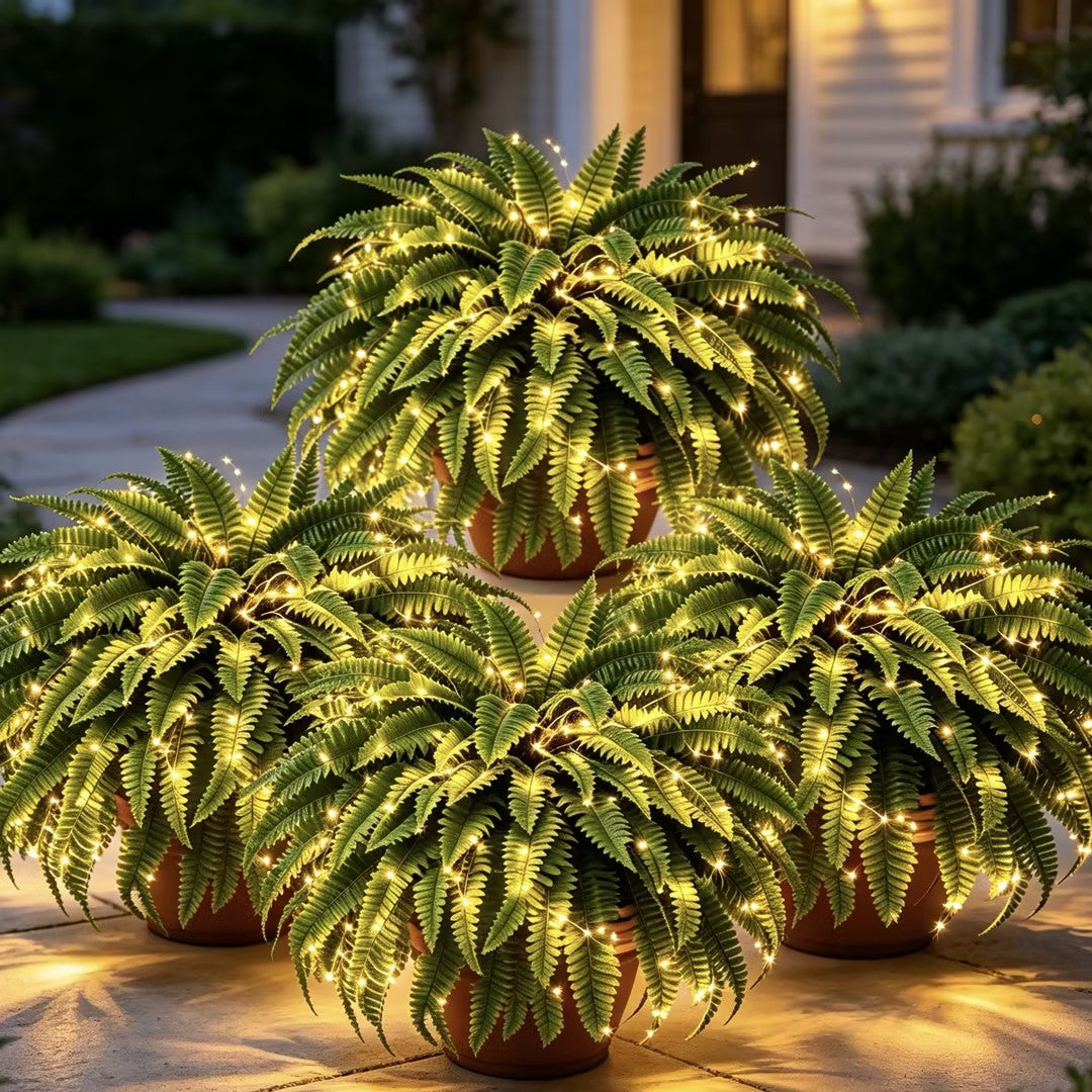 Artificial Boston Fern with Lights, view 13