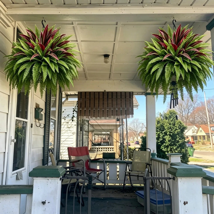 Artificial Fern and Red Dracaena, view 2