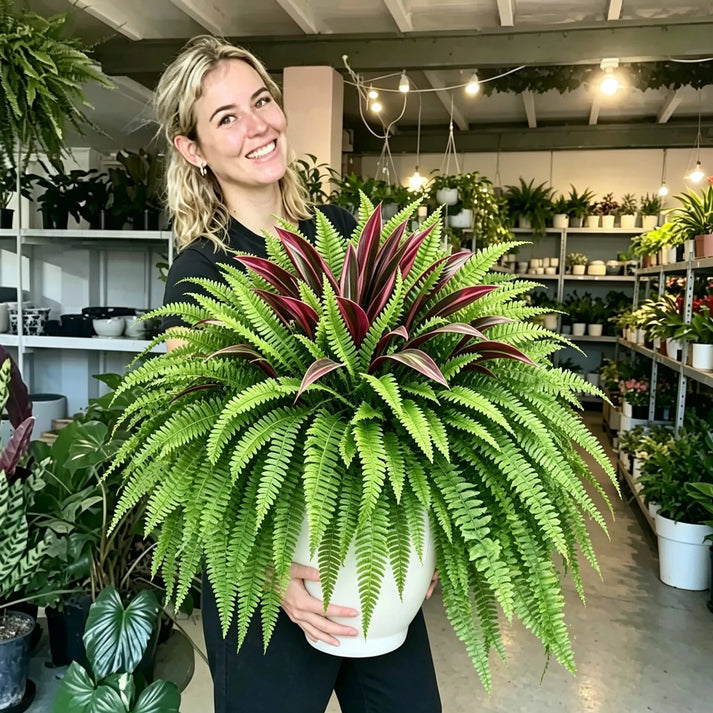 Artificial Fern and Red Dracaena, view 3