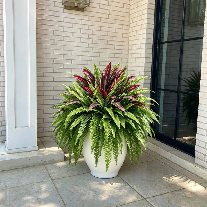Artificial Fern and Red Dracaena, view 4