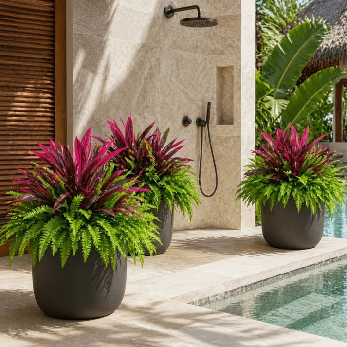 Artificial Fern and Red Dracaena, view 6