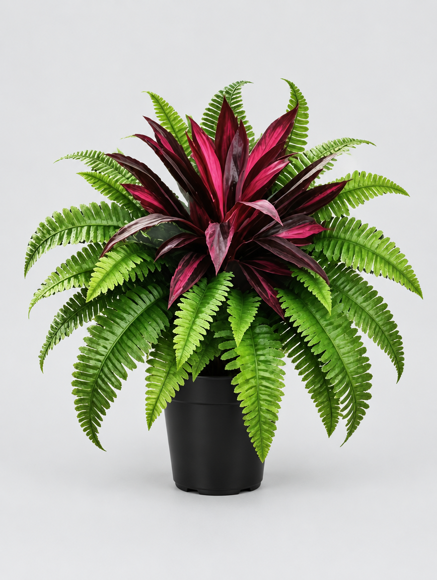 Artificial Fern and Red Dracaena product photo