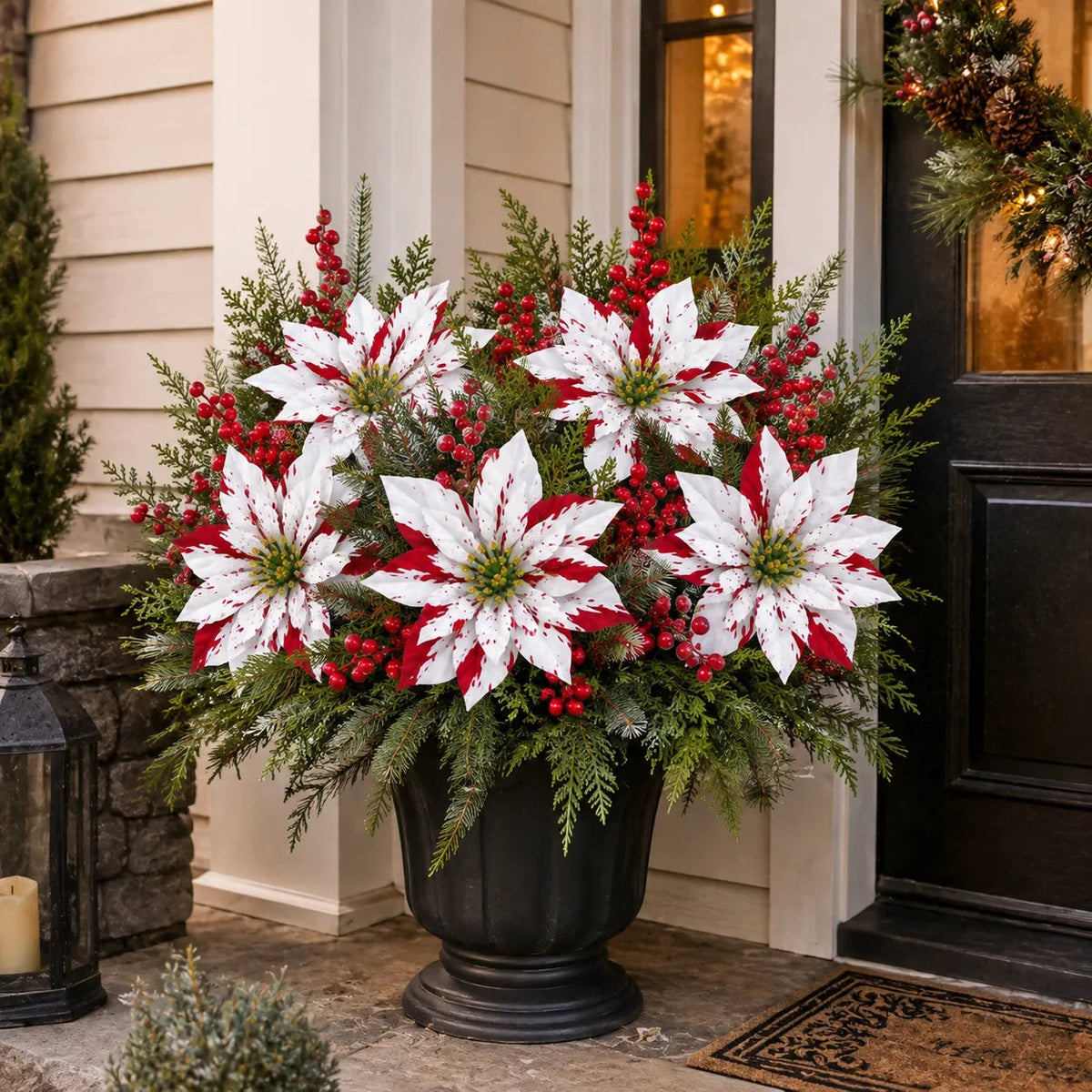 Artificial Poinsettia Planter Insert, view 1