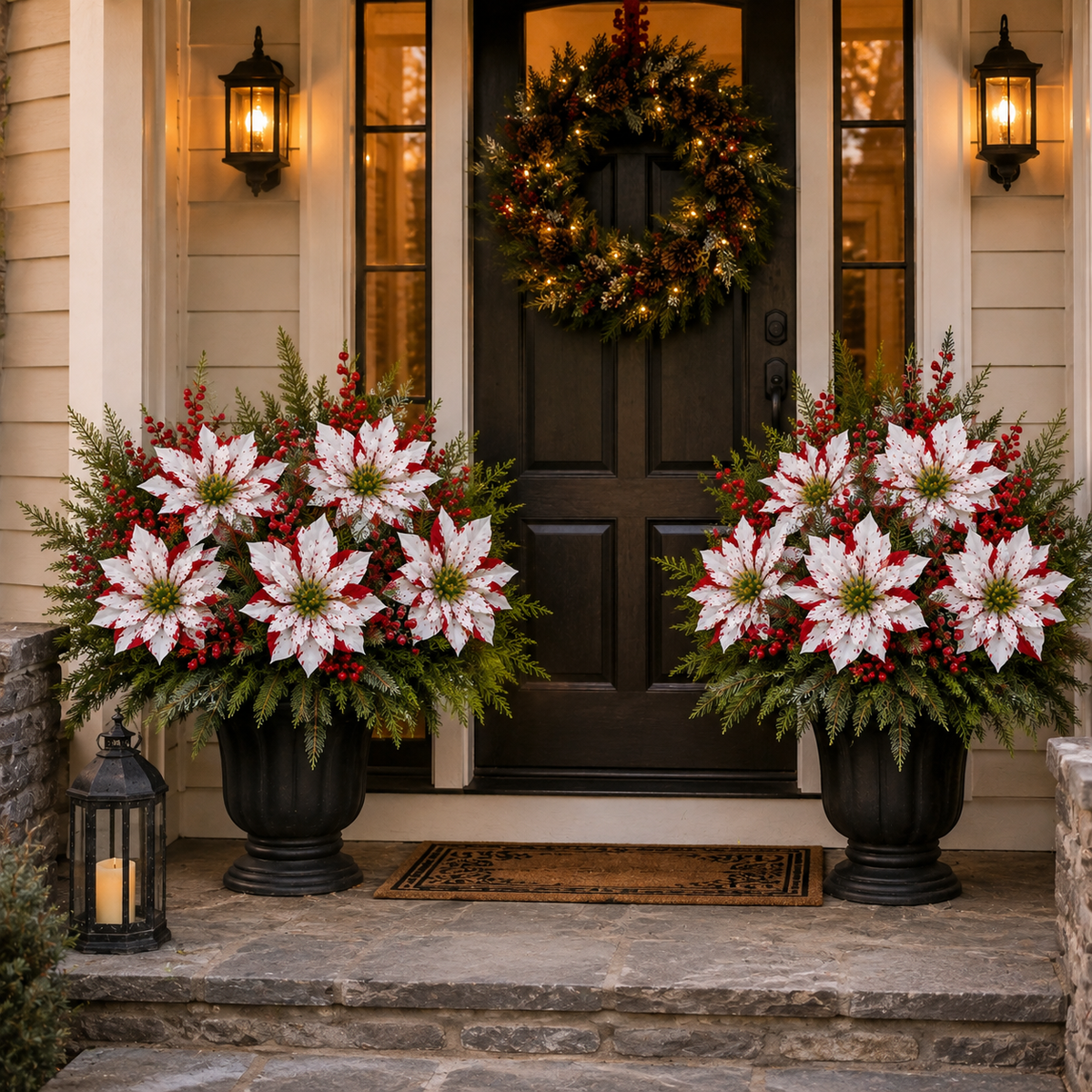 Artificial Poinsettia Planter Insert, view 2