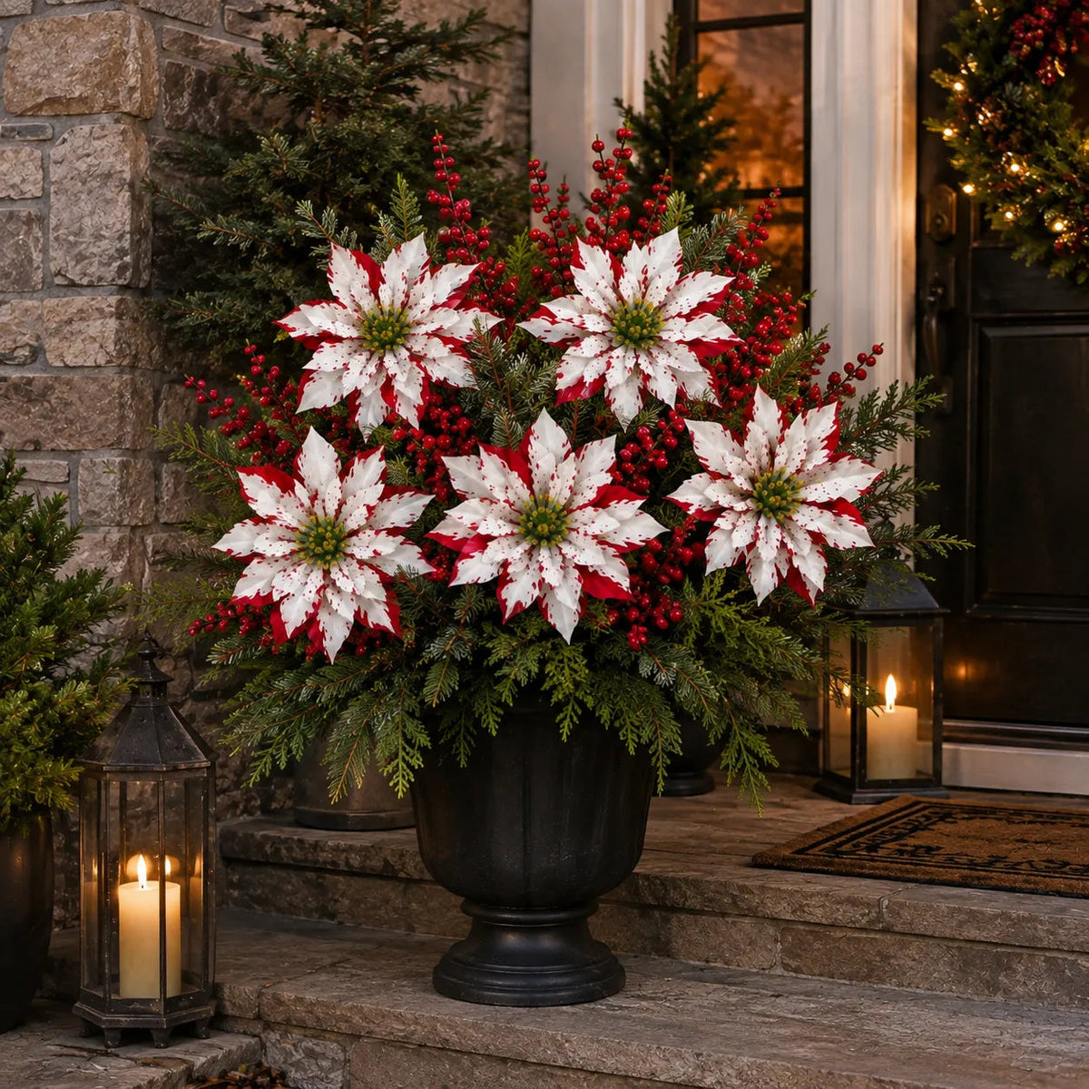 Artificial Poinsettia Planter Insert, view 4