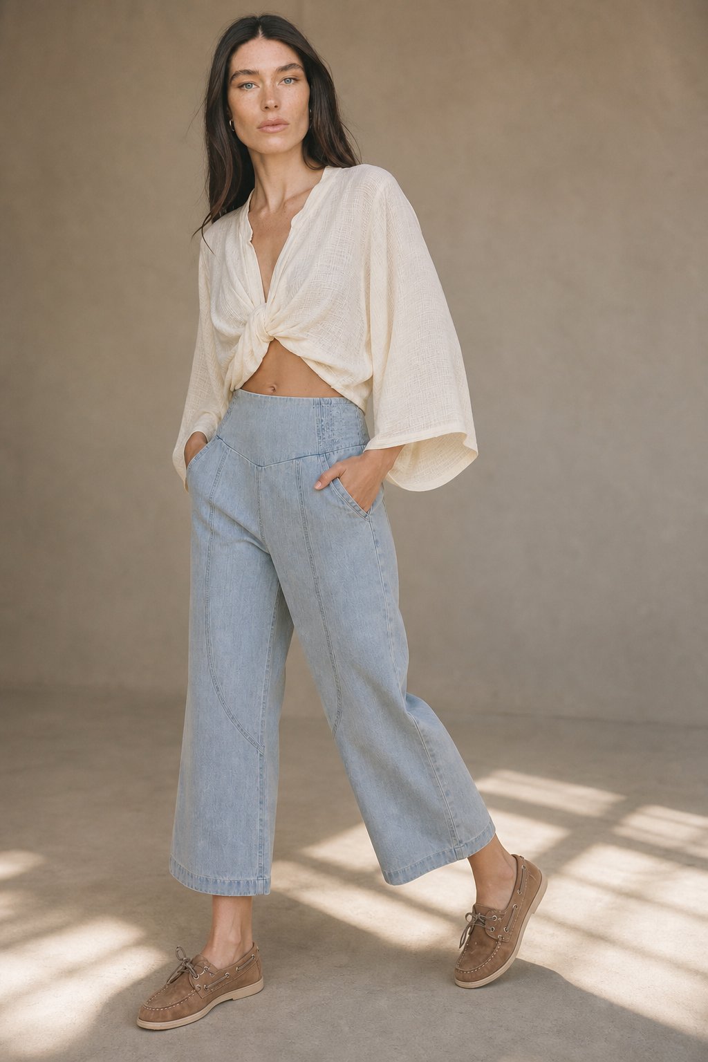 Barrel Leg Washed Wide Pants, view 1