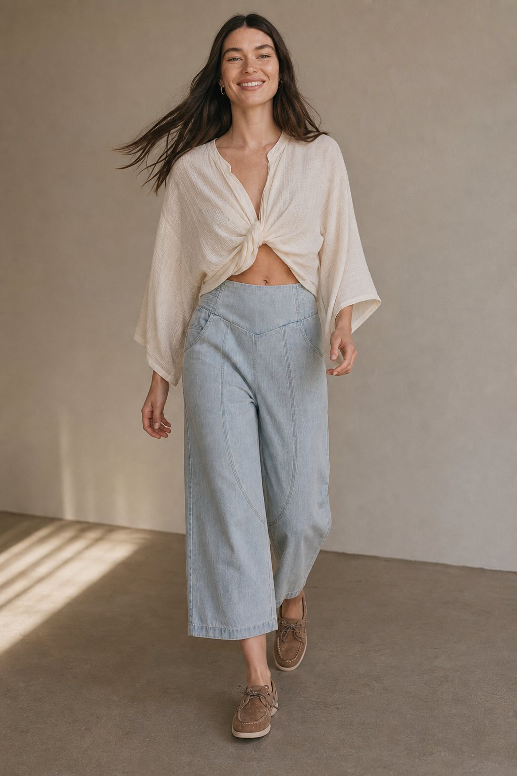 Barrel Leg Washed Wide Pants, view 3