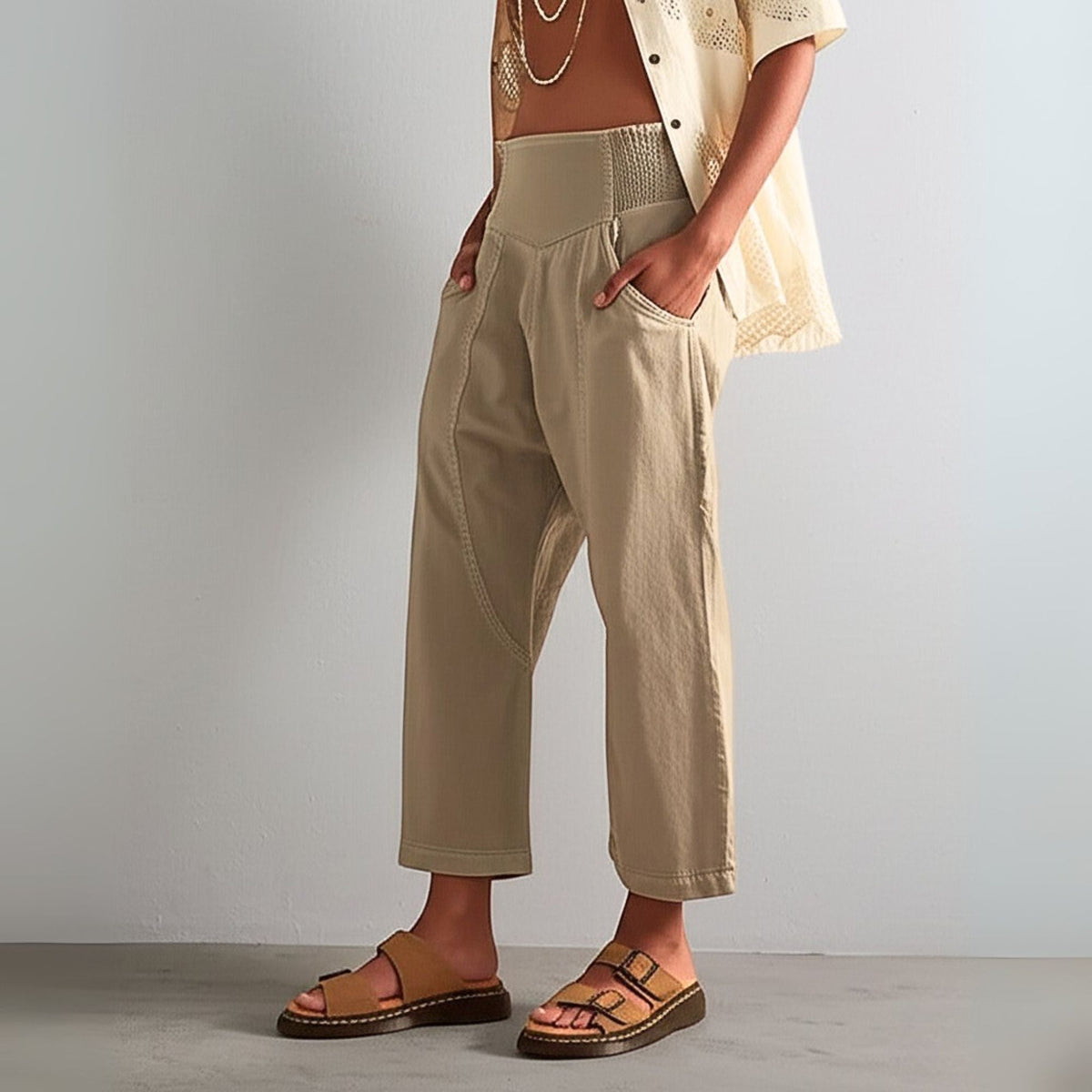 Barrel Leg Washed Wide Pants, view 8