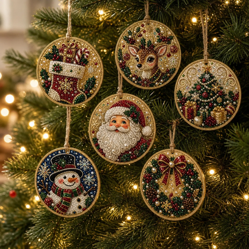 Beaded Gemstone Ornament Kit, Set of 6, view 1