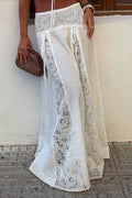 Lace Patchwork Maxi Skirt in white