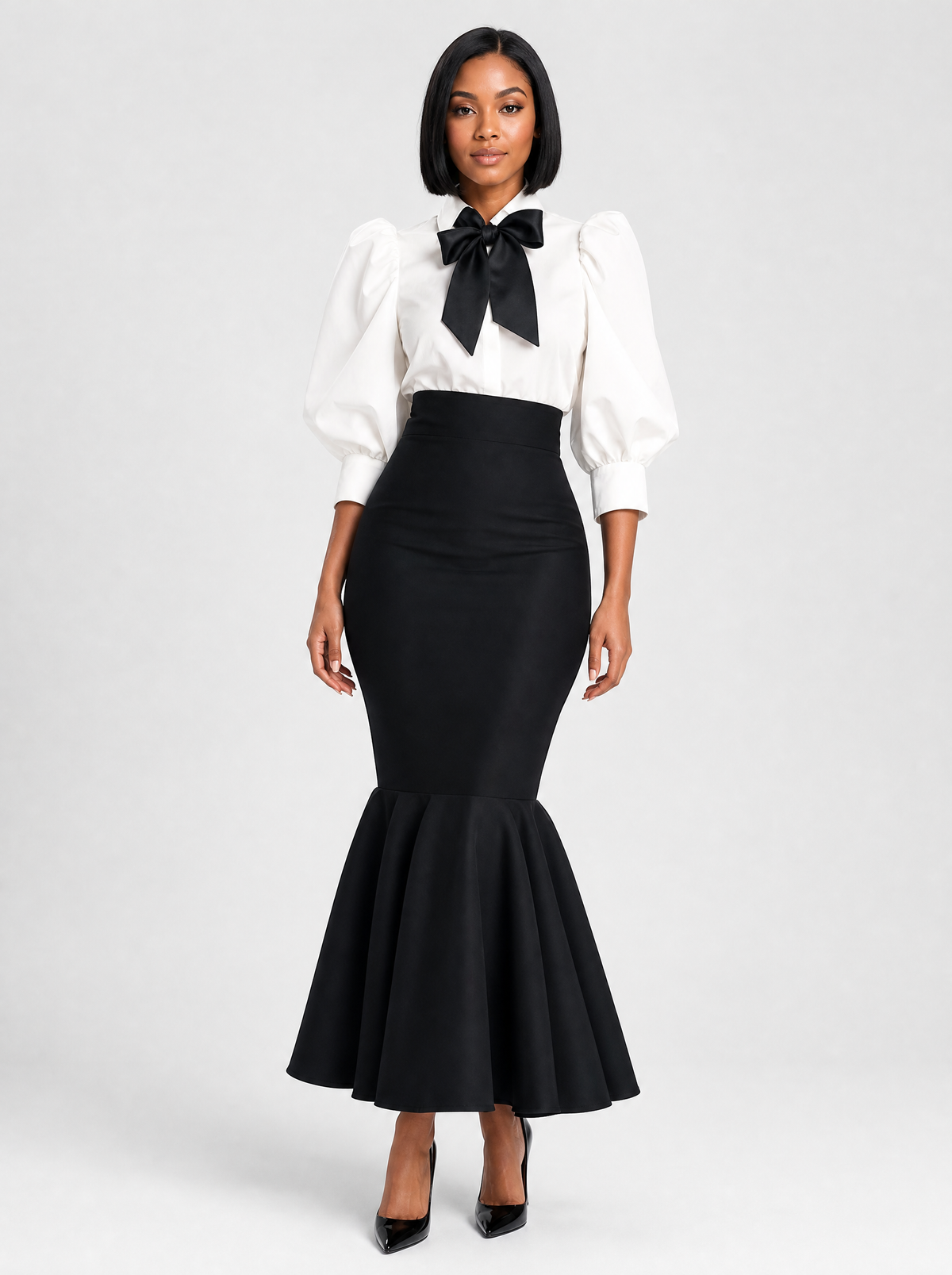 Bow Blouse and Mermaid Skirt Set, main photo