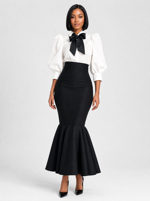 Bow Blouse and Mermaid Skirt Set, main photo