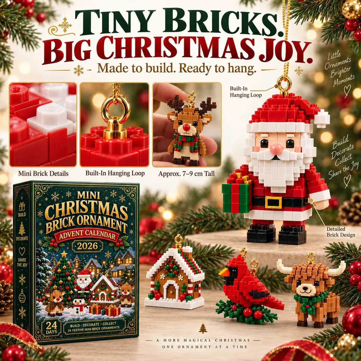 24-Day Brick Ornament Advent Calendar, view 4