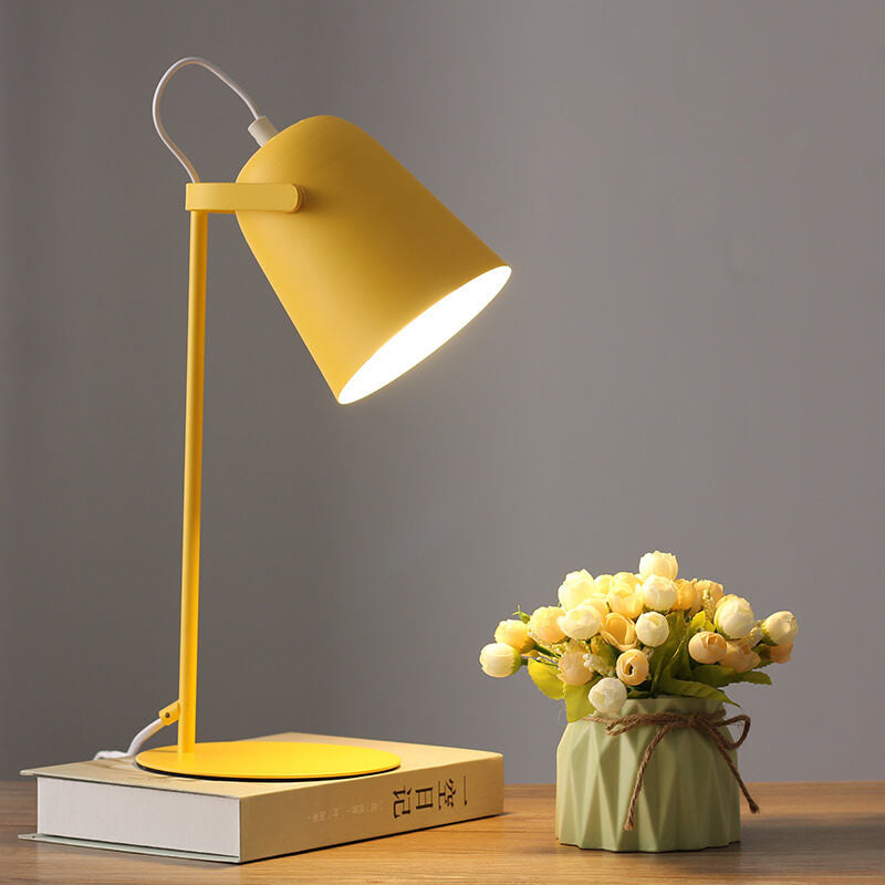 Pastel bucket table lamps on a sideboard