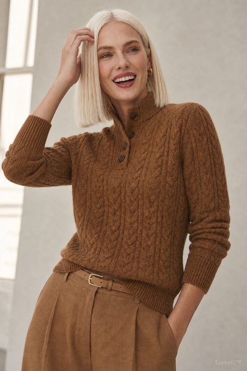 Cable Knit Button Up Sweater, view 1