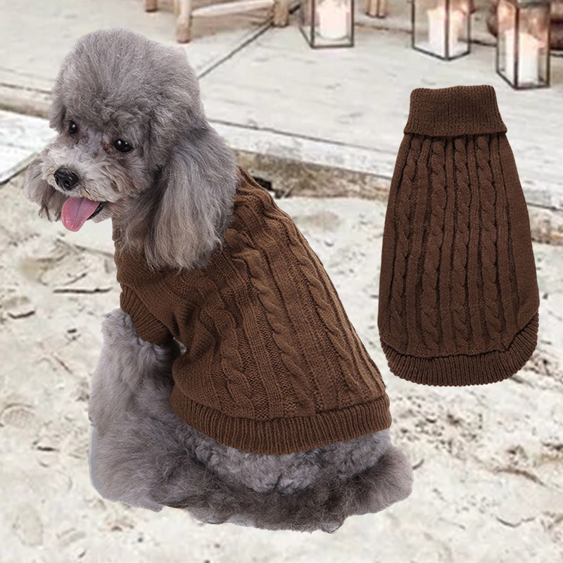 Cable Knit Turtleneck Dog Sweater, view 1