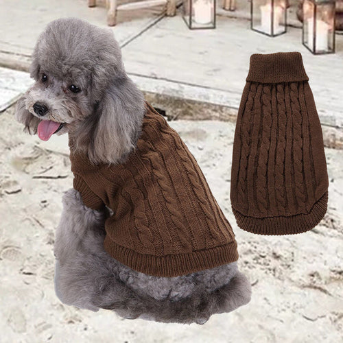 Cable Knit Turtleneck Dog Sweater, view 1