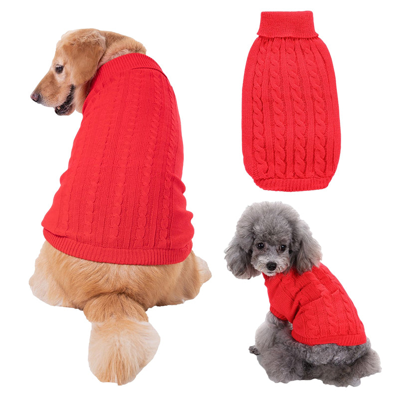 Cable Knit Turtleneck Dog Sweater, view 10