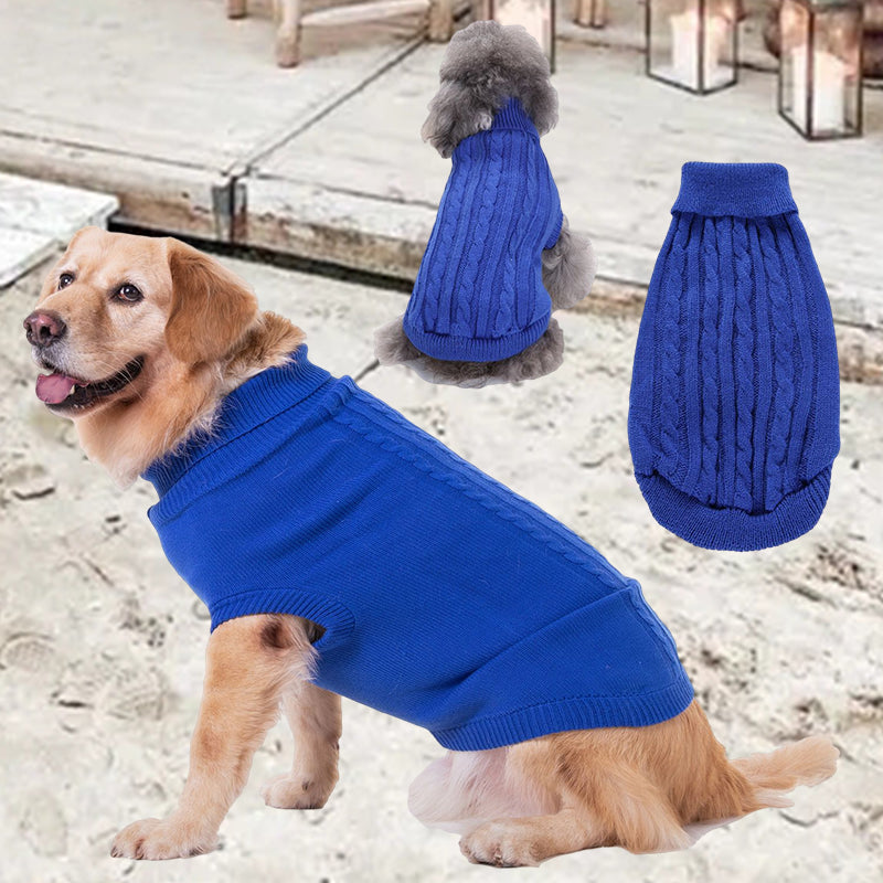 Cable Knit Turtleneck Dog Sweater, view 3