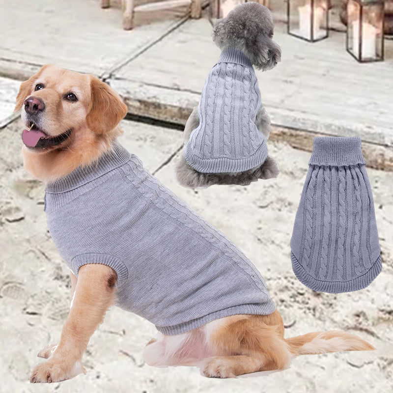 Cable Knit Turtleneck Dog Sweater, view 4