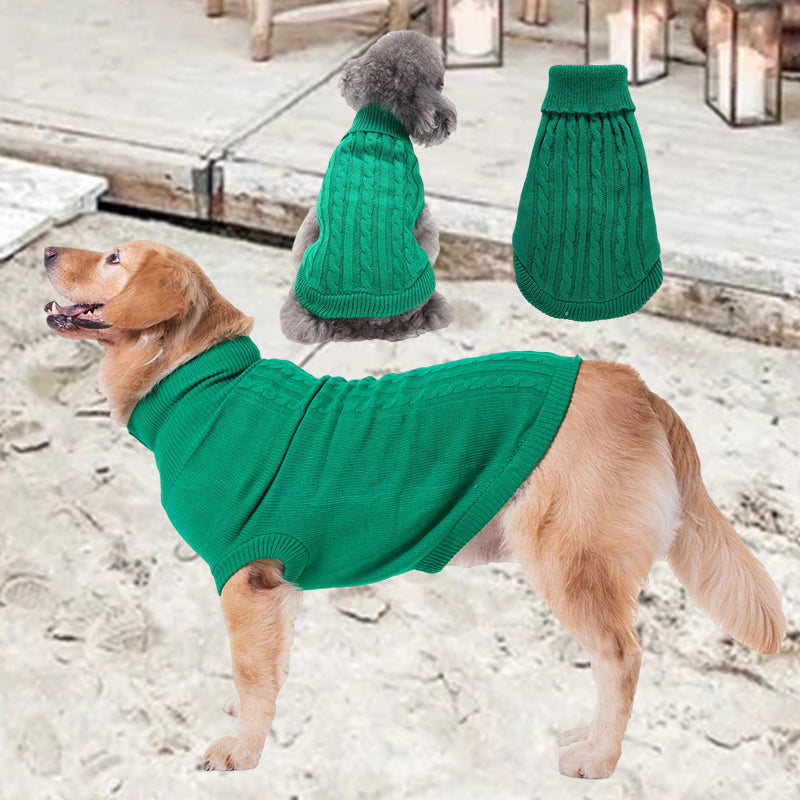 Cable Knit Turtleneck Dog Sweater, view 5