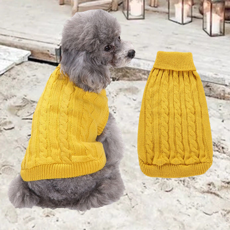 Cable Knit Turtleneck Dog Sweater, view 6