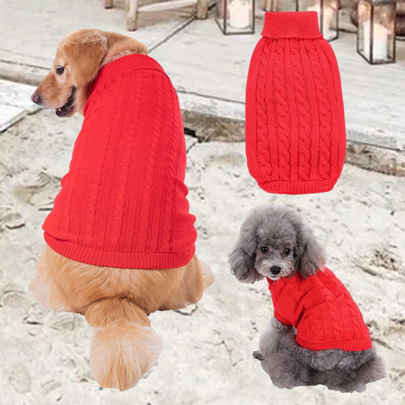 Cable Knit Turtleneck Dog Sweater, view 7