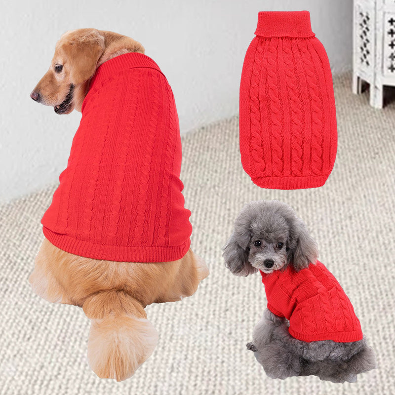 Cable Knit Turtleneck Dog Sweater, view 8