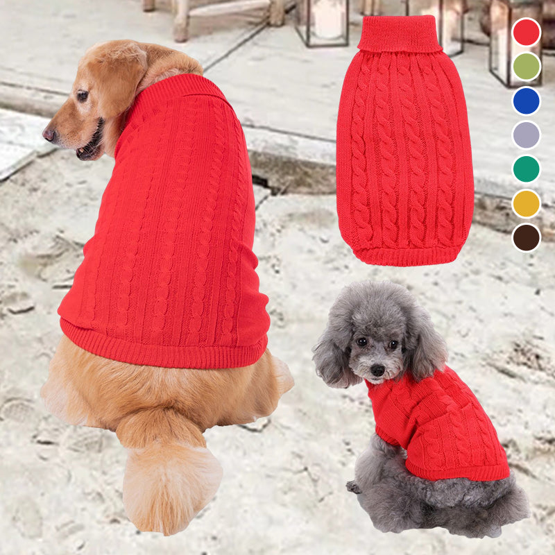 Cable Knit Turtleneck Dog Sweater, view 9