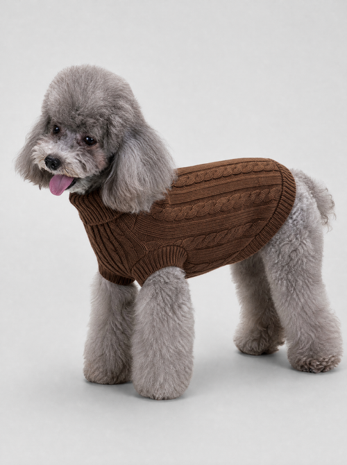 Cable Knit Turtleneck Dog Sweater, main photo