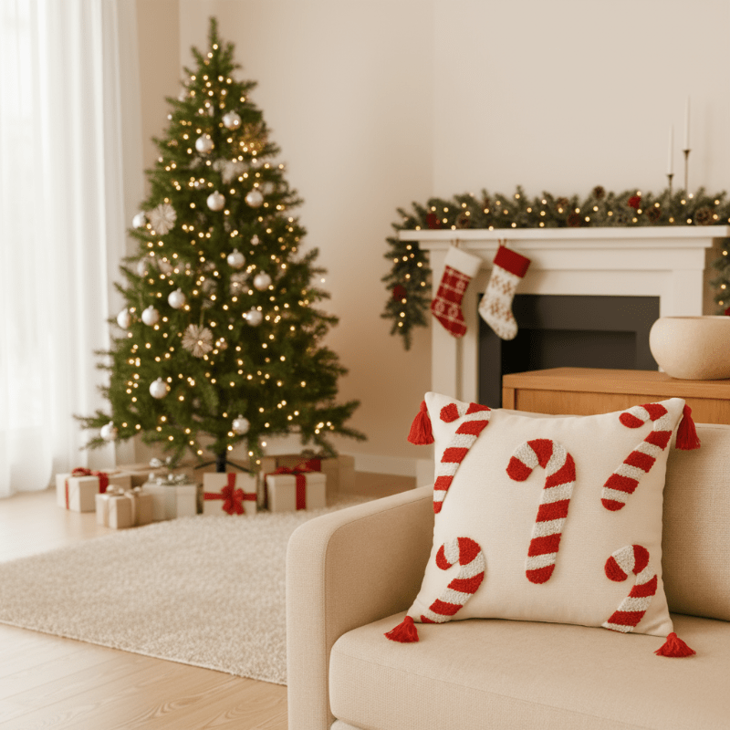 Candy Cane Christmas Pillow Cover, view 2