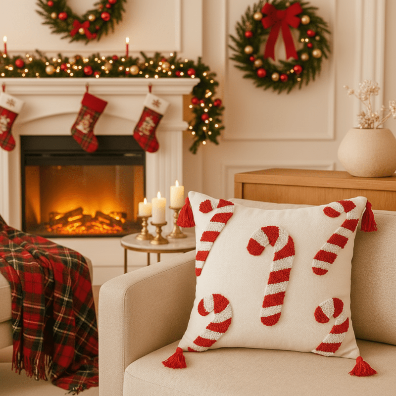 Candy Cane Christmas Pillow Cover, view 4