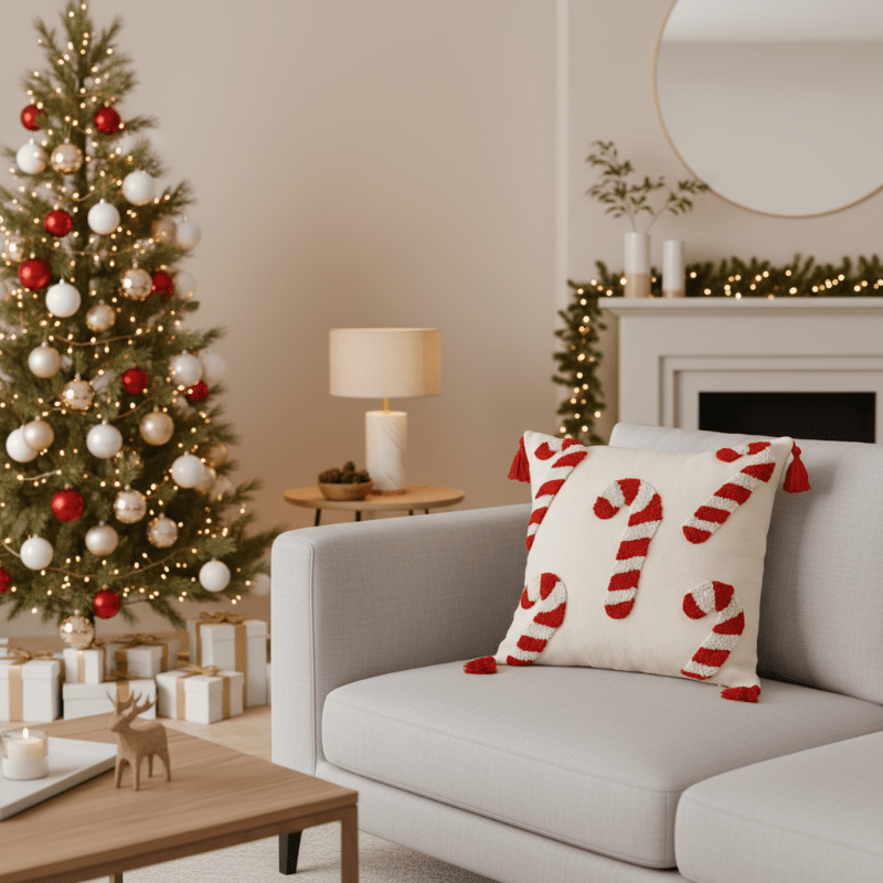 Candy Cane Christmas Pillow Cover, view 6
