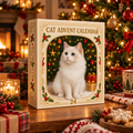 24 Cat Christmas Ornament Advent Calendar, White Cat