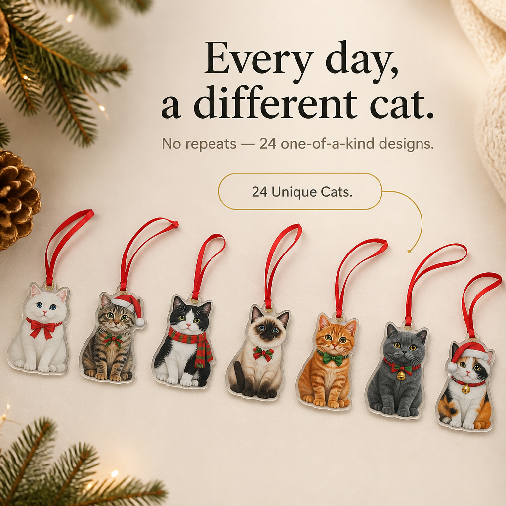 24 Cat Christmas Ornament Advent Calendar, view 6