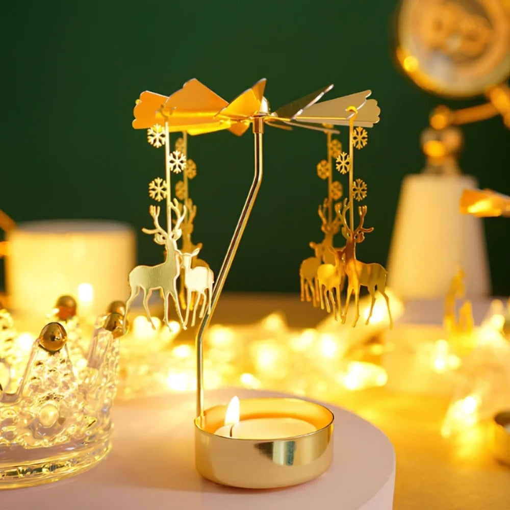 Christmas Candle Carousel Spinner, Fawn
