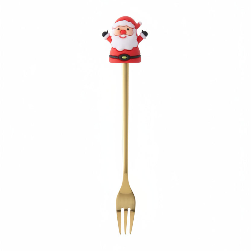 Christmas Coffee Spoons and Dessert Forks, Fork, Santa Claus
