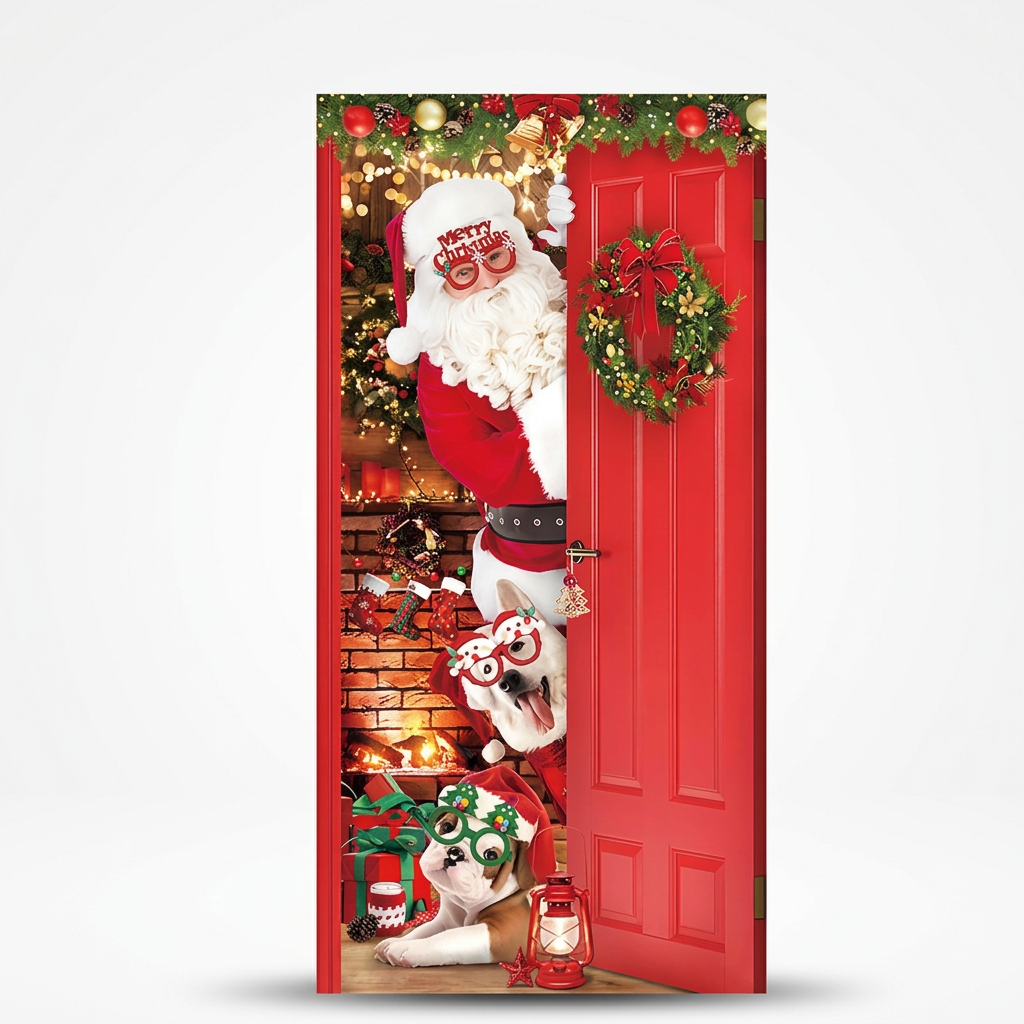 Christmas Door Cover, Santa Red