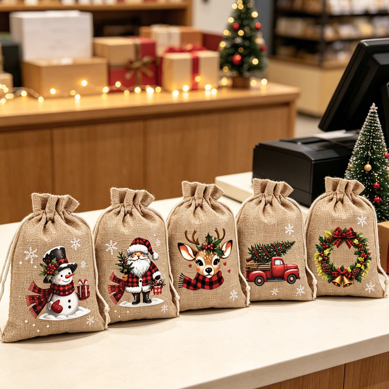 Christmas Drawstring Gift Bags, view 1