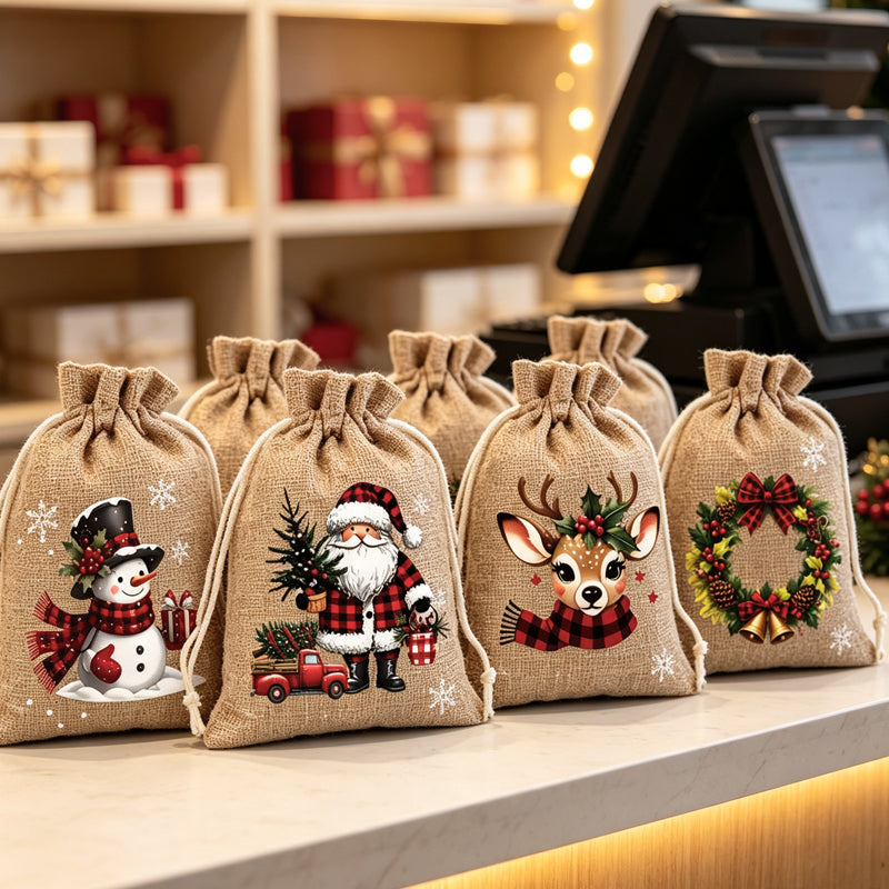 Christmas Drawstring Gift Bags, view 7