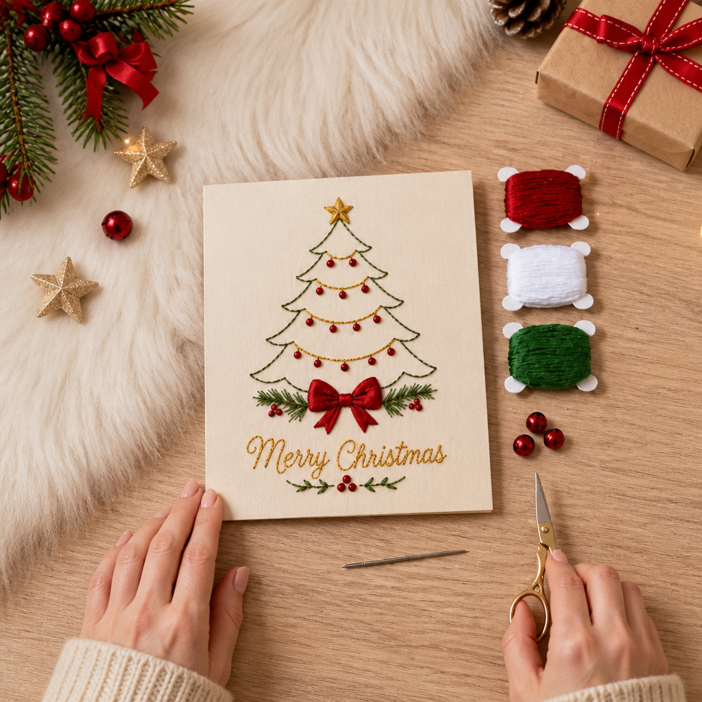 Christmas Embroidery Card Kit, view 1