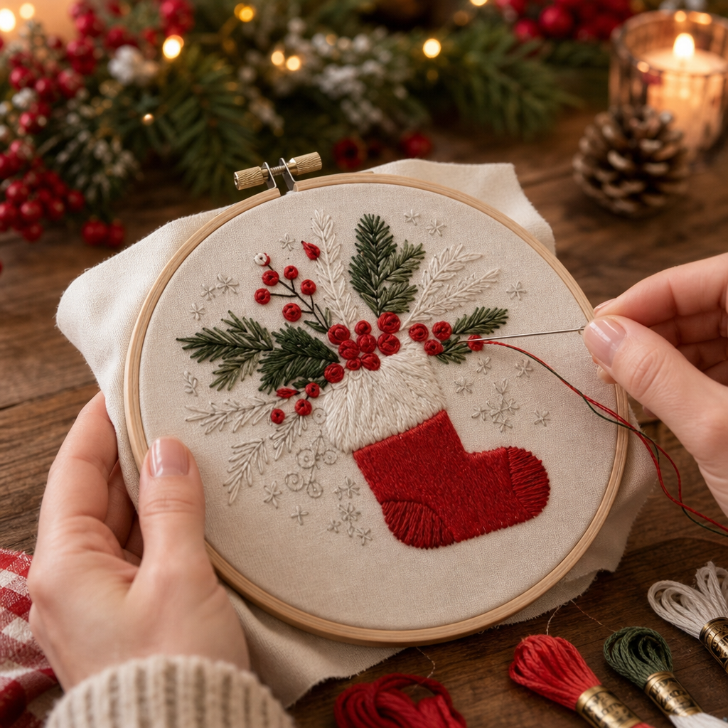Christmas Embroidery Hoop Kit, view 1