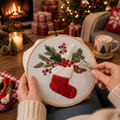 Christmas Embroidery Hoop Kit, Stocking