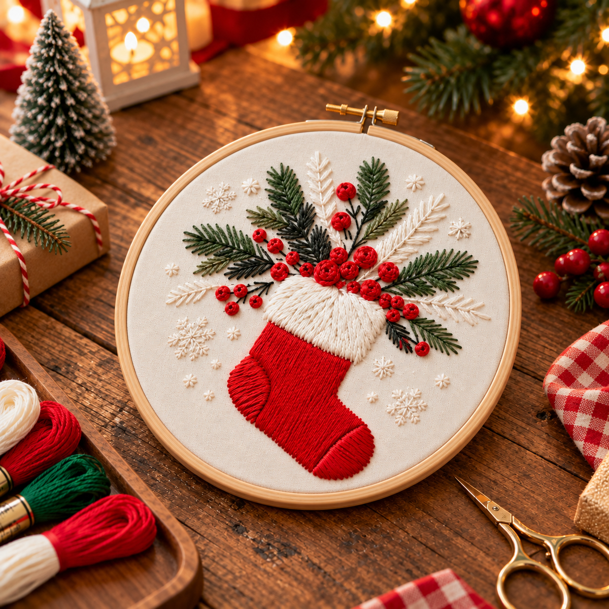 Christmas Embroidery Hoop Kit, view 2