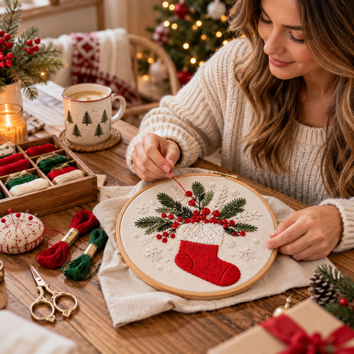 Christmas Embroidery Hoop Kit, view 3