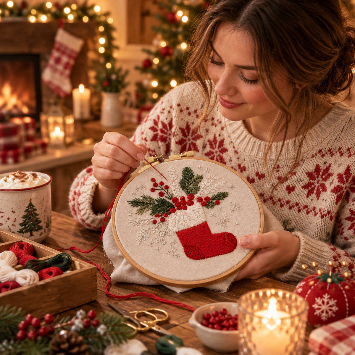 Christmas Embroidery Hoop Kit, view 4
