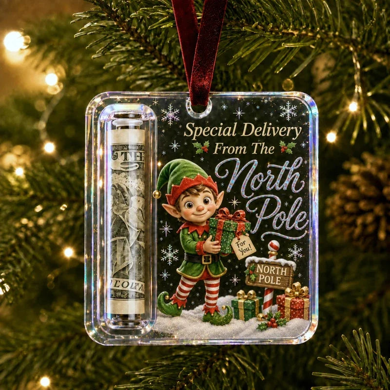 Christmas Money Holder Ornament, North Pole Elf