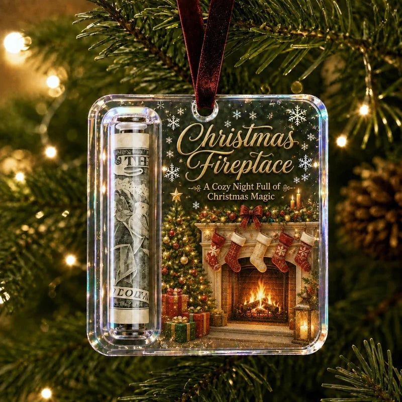 Christmas Money Holder Ornament, Christmas Fireplace