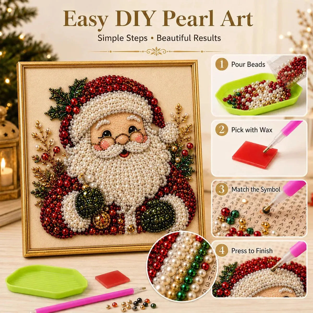 Christmas Pearl Diamond Art Kit, view 4